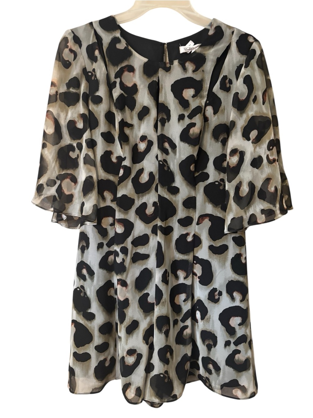 BCBGeneration Romper Size 8 Leopard Print Black, Cream, Brown Open Slits Flowy - Picture 2 of 16